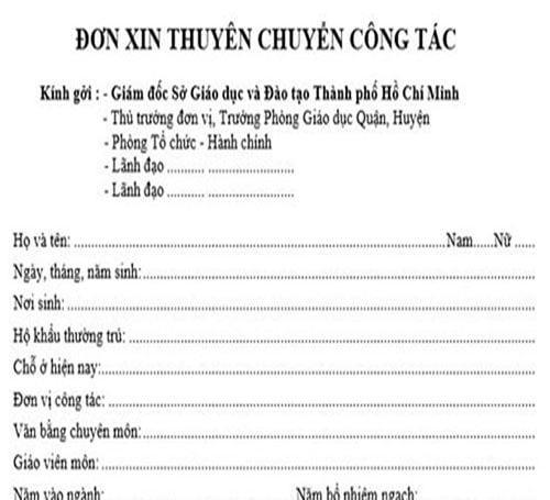 Đơn Xin Chuyển Công Tác - Văn Phòng Luật Sư Long Việt